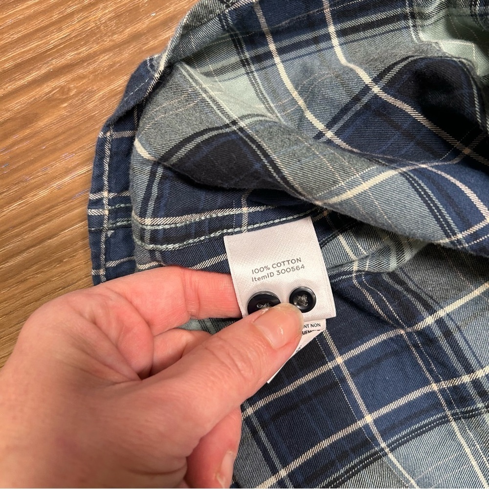Ll bean mens signature slim fit blue plaid flannel long sleeve shirt size XXL - Picture 5 of 8